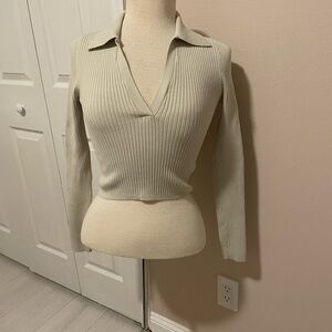 Ribbed V-Neck Sweater